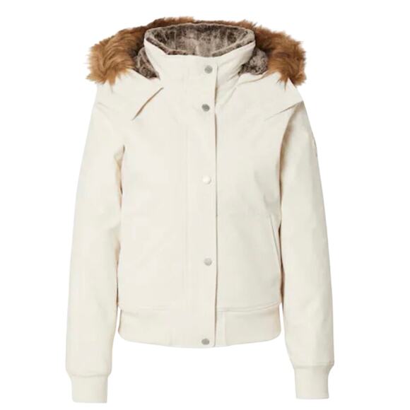 Wind Breaker Hollister jacket grey with hood a faux fur size XS - Picture 1 of 11